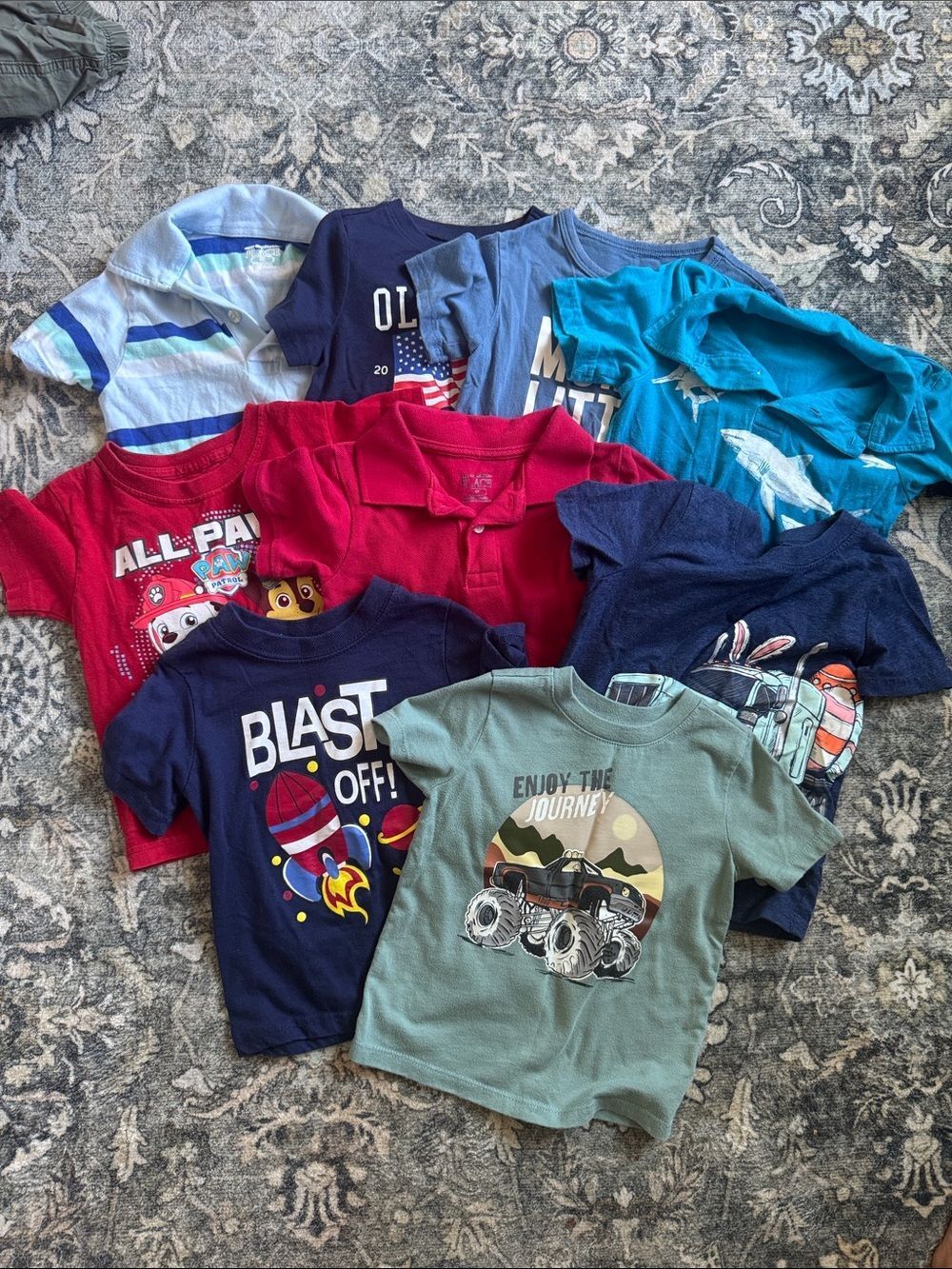 Bundle of 9 Toddler Boys Short Sleeve Tops